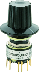 Step rotary switches, 2 pole, 6 stage, 30°, interrupting, 14 mA, 28 V, 9037.0200
