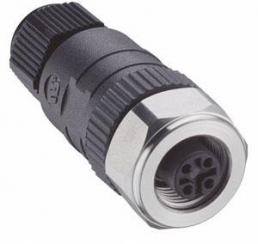 Socket, M12, 4 pole, screw connection, straight, 18321