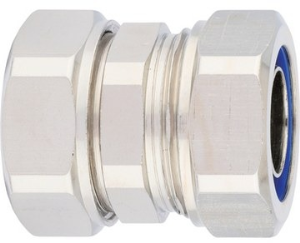Straight hose fitting, 20 mm, brass, nickel-plated, IP67, silver