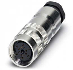 Socket, M16, 14 pole, solder connection, screw locking, straight, 1500554