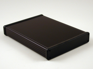 Aluminum enclosure, (L x W x H) 220 x 165 x 31 mm, black (RAL 9005), IP54, 1455R2202BK