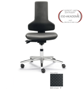 ESD--Reinraum-Drehstuhl Tec Classic, high backrest, ERGO 600 ST, imitation leather