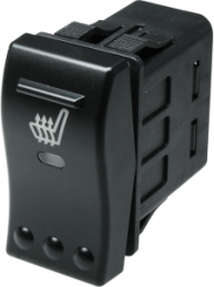 Rocker switch, black, 1 pole, On-Off, off switch, 10 A/24 VDC, IP66, illuminated, printed