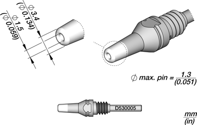 D530005 JBC Soldering tips, desoldering tips and hot air nozzles