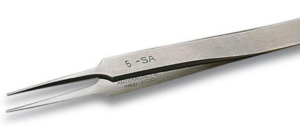 ESD precision tweezers, uninsulated, antimagnetic, stainless steel, 110 mm, 5SA