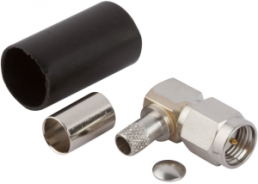SMA plug 50 Ω, RG-142, RG-223, RG-400, RG-55, solder connection, angled, 901-9531-1SF