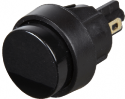 Pushbutton, 1 pole, black, unlit , 4 (2) A/250 VAC, mounting Ø 16 mm, IP40, 5000.0104