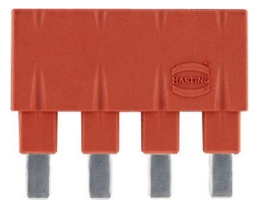 Plug-in jumper, 1x4 red 16 A for terminal block, 09330009832