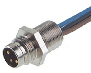 Panel plug, M8, 4 pole, solder connection, screw locking, straight, 933147001