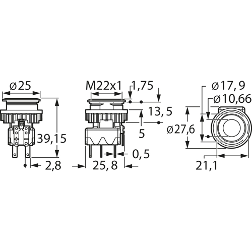 1241.6934.1121000 SCHURTER Pushbutton Switches Image 2