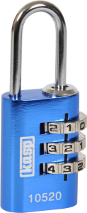 Combination lock, level 2, shackle (H) 21 mm, blue, steel, (B) 20 mm, K10520BLUD