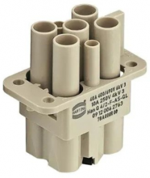 Socket contact insert, Compact, 6 pole, equipped, axial screw connection, with PE contact, 09120062765