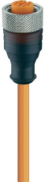 Sensor actuator cable, M12-cable socket, straight to open end, 4 pole, 10 m, PVC, orange, 4 A, 11362