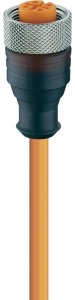 Sensor actuator cable, M12-cable socket, straight to open end, 4 pole, 10 m, PVC, orange, 4 A, 11347