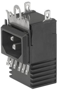 IEC plug C14, 50 to 60 Hz, 10 A, 250 VAC, 225 µH, faston plug 4.8 mm, GRF4.0417.013.C
