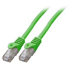 Patch cable, RJ45 plug, straight to RJ45 plug, straight, Cat 5e, U/UTP, LSZH, 0.5 m, green