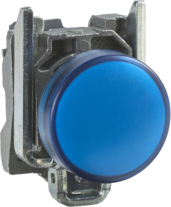 Signal light, waistband round, blue, front ring silver, mounting Ø 22 mm, XB4BV5B6