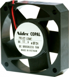 DC axial fan, 12 V, 62 x 62 x 14.5 mm, 21.6 m³/h, 23 dB, slide bearing, Nidec Copal, F614T-12MC