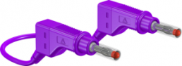 Measuring lead with (4 mm plug, spring-loaded, straight) to (4 mm plug, spring-loaded, straight), 500 mm, purple, silicone, 2.5 mm², CAT II