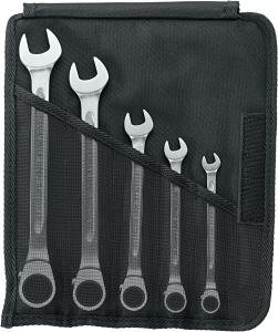 Ratchet combination wrench, 5 pieces with bag, 8-19 mm, 732 g, 96411705
