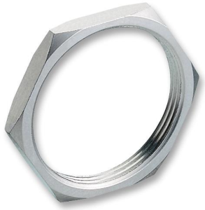 Hexagon nut, M16, H 2.5 mm, outer Ø 20 mm, CuZn, nickel-plated, 0384