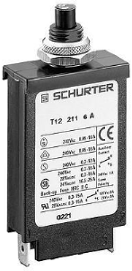Circuit breaker, 1 pole, T characteristic, 50 mA, 28 V (DC), 240 V (AC), faston plug 6.3 x 0.8 mm, threaded fastening, IP40