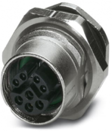 Socket, M12, 8 pole, solder connection, screw locking, straight, 1407503