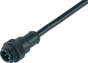 Sensor actuator cable, RD24 cable plug, straight to open end, 3 pole + PE, 2 m, PVC, black, 16 A, 79 0231 20 04