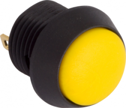 Pushbutton, 1 pole, yellow, unlit , 0.4 A/32 V, mounting Ø 12 mm, IP67, FL12NY