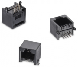 Socket, RJ45, 8 pole, 8P8C, Cat 3, solder connection, through hole, 615008148521