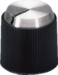 Rotary knob, 4 mm, plastic, black/silver, Ø 14.1 mm, H 14 mm, A1314240