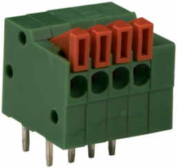 PCB terminal, 6 pole, pitch 2.54 mm, AWG 26-20, 6 A, spring-clamp connection, green, 1-2834016-6