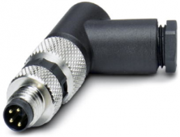 Plug, M8, 4 pole, screw connection, screw locking, angled, 1407585