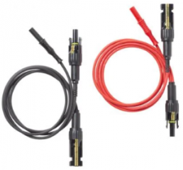 Measuring lead with (2 x MC4 plug, straight) to (2 x MC4 socket, straight), black/red, CAT III, CAT IV