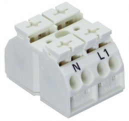 4-wire device connection terminal, 2 pole, pitch 12 mm, 0.5-4.0 mm², AWG 20-12, 32 A, 500 V, push-in, 862-2662