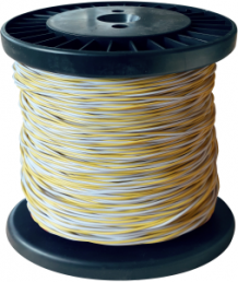 PVC-switching wire, Yv, white/yellow, outer Ø 1.4 mm