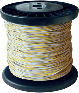PVC-switching wire, Yv, white/yellow, outer Ø 1.1 mm
