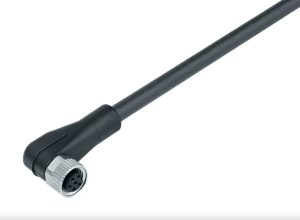 Sensor actuator cable, M8-cable socket, angled to open end, 4 pole, 5 m, PUR, black, 4 A, 79 3384 55 04
