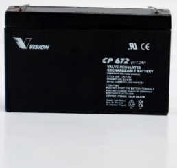 Lead-battery, 6 V, 7.2 Ah, 151 x 34 x 94 mm, faston plug 4.8 mm