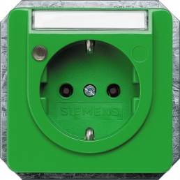 German schuko-style socket outlet with label field, green, 16 A/250 V, Germany, IP20, 5UB1474