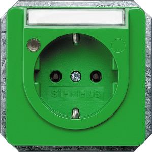 German schuko-style socket outlet with label field, green, 16 A/250 V, Germany, IP20, 5UB1474