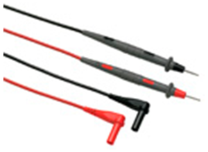 Measuring line with (Test probe, straight) to (4 mm plug, angled), black/red, CAT III