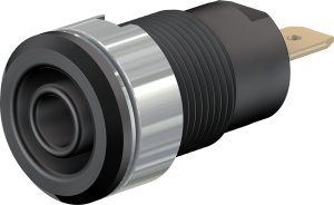 4 mm socket, flat plug connection, mounting Ø 12.2 mm, CAT III, black, 23.3000-21