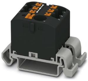 Distribution block, push-in connection, 0.14-4.0 mm², 7 pole, 24 A, 8 kV, black, 3273212
