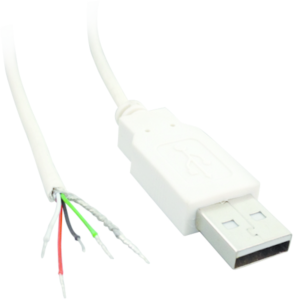USB 2.0 connection line, USB plug type A to open end, 1.8 m, white
