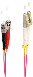 FO duplex patch cable, LC to ST, 10 m, OM4, multimode 50/125 µm