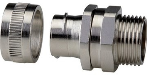 Straight hose fitting, M20, 16 mm, Stainless steel/Brass, nickel-plated, IP40, metal, (L) 34.2 mm
