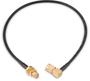 Coaxial cable, SMA plug (angled) to SMA jack (straight), 50 Ω, RG-174/U, grommet black, 304.8 mm, 65503603230503