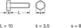 Hexagon head screw, external hexagon, M5, 10 mm, polyamide, DIN 933/ISO 4017