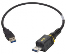 USB 3.0 connecting cable, PushPull (V4) type A to USB plug type A, 0.5 m, black